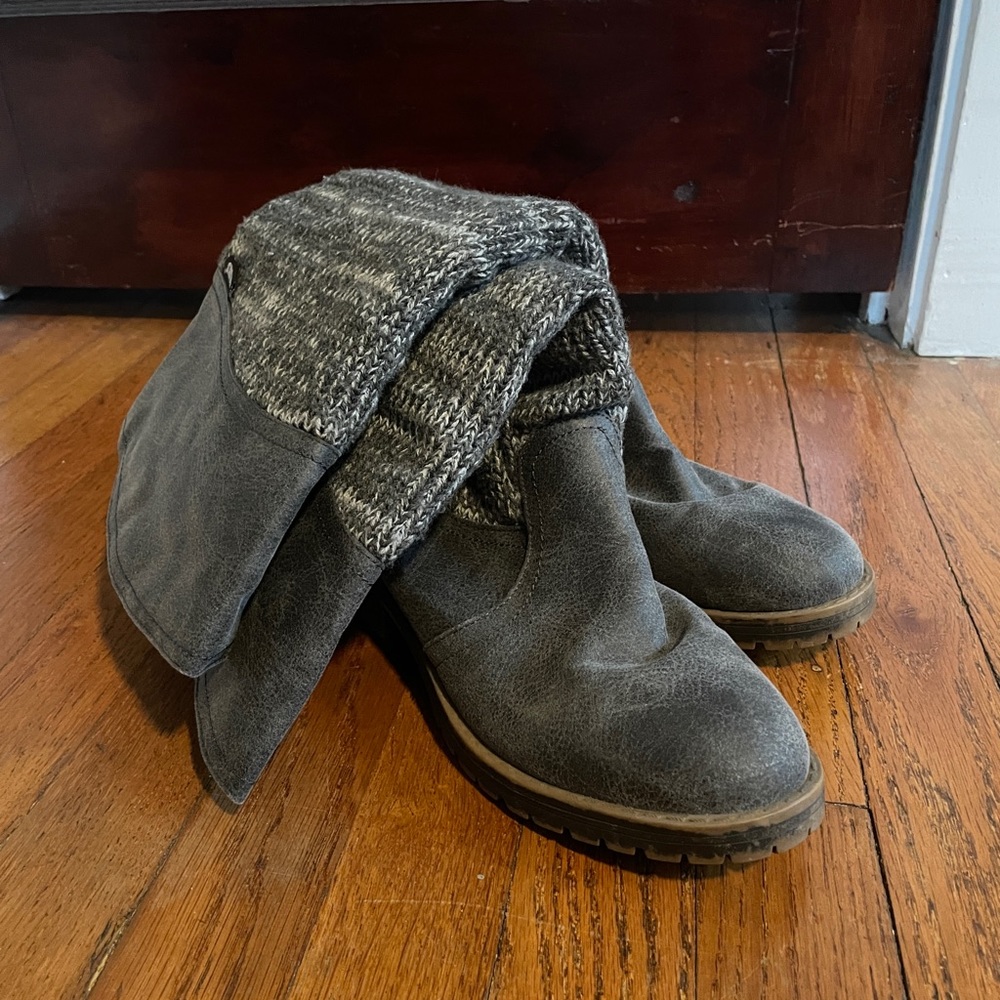 MUK LUKS Grey Knit Tall Boots